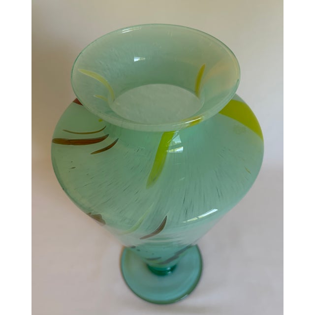 Murano Large Milano Lavorazione Murano Art Glass Footed Vase For Sale - Image 4 of 5