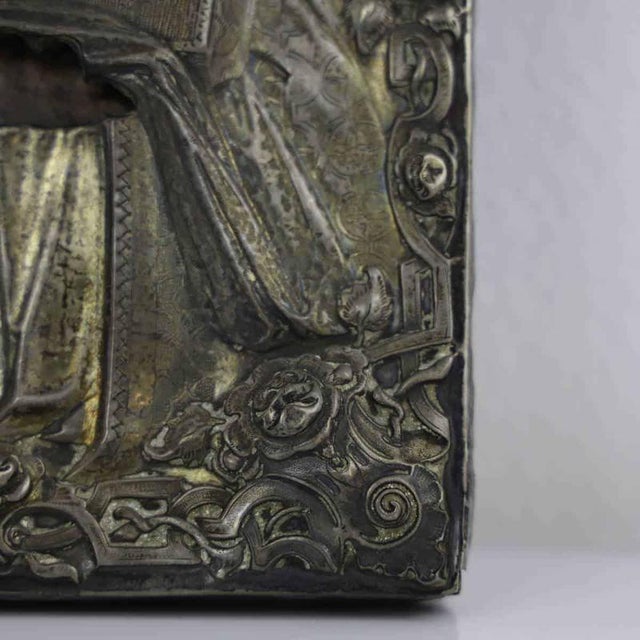 Icon of Saint Nicholas, 1865, Wood and Silver For Sale - Image 6 of 15