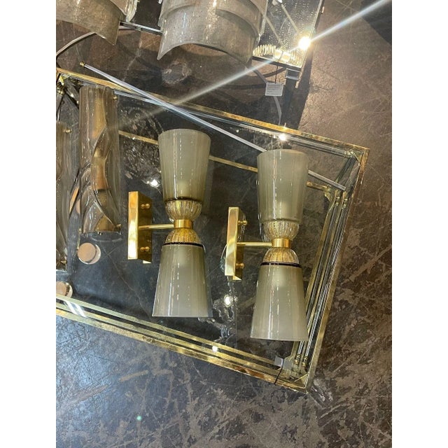 Pair of Modern Murano Glass and Brass Double Blown Sconces For Sale In Dallas - Image 6 of 7