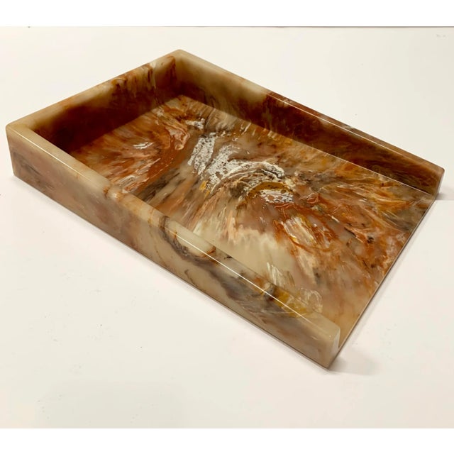 Faux Onyx Resin Desk Inbox Paper Holder For Sale - Image 13 of 13