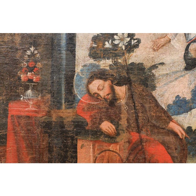 Spanish 19th C. Spanish Colonial Religious Painting For Sale - Image 3 of 10