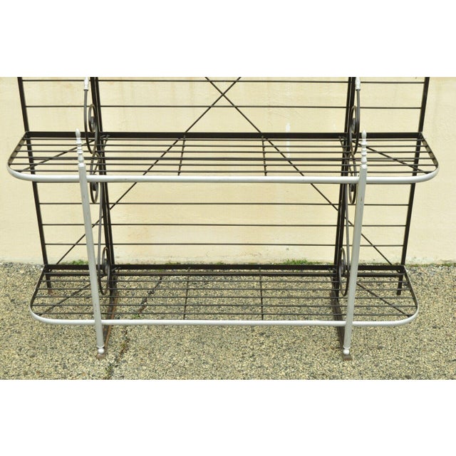 Vintage French Bakers Rack 4 Tier Scrolling Wrought Iron Brown & Silver ...