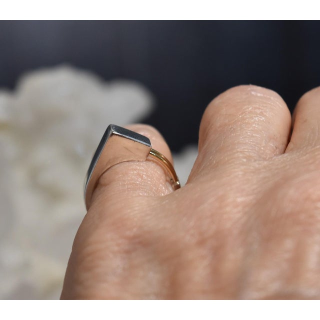 Vintage Artisan Hand Crafted Sterling Silver 14k Gold Modern Ring Sz 5.75 For Sale - Image 13 of 17