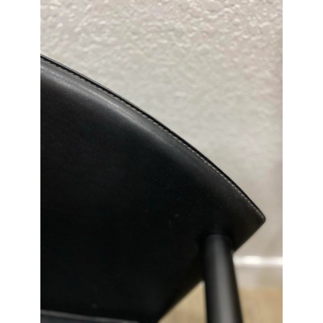 Metal Postmodern Italian Leather Dining Chairs Attributed to Mario Morbidelli for Naos - Set of 4 For Sale - Image 7 of 9