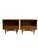 This matching pair of mid-century modern end tables features clean architectural lines paired with subtle sculptural...
