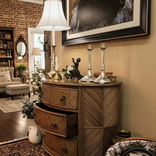 1990s Caribbean Style Rattan Nightstand Chest by Braxton Culler For Sale - Image 5 of 9