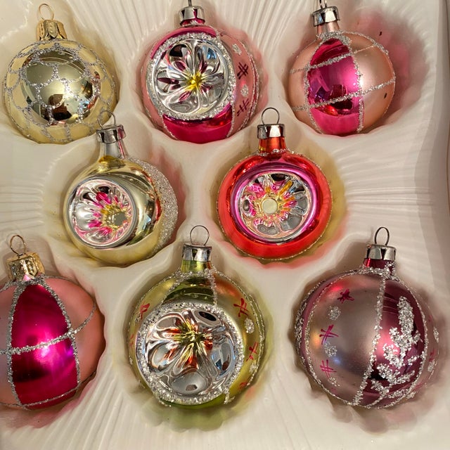 Vintage German Glass Christmas Tree Ornaments - Set of 8 For Sale - Image 12 of 18