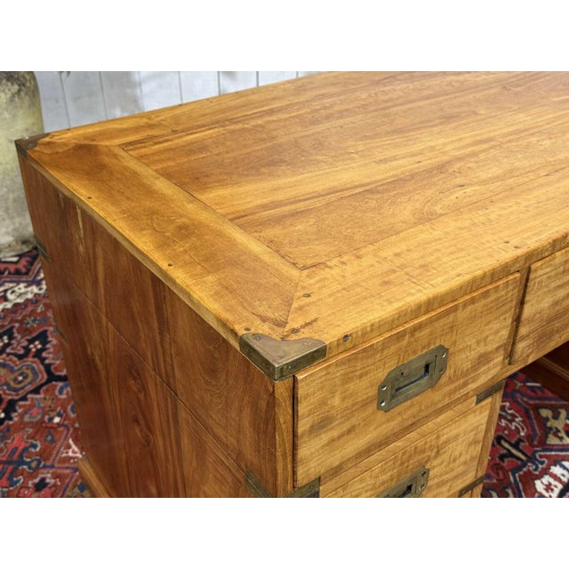 1980s Indian Marine Flat-Top Desk in Mahogany, 1980s For Sale - Image 5 of 18