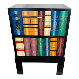 Vintage Chinese Trompe l'Oeil Bookcase Storage Chest on Stand For Sale