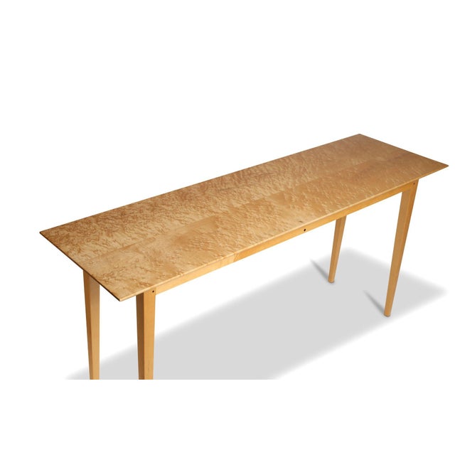 Mid-Century Modern Late 20th Century Signed Custom Bird’s-Eye Maple Console Table With Ebony Exposed Joinery For Sale - Image 3 of 11