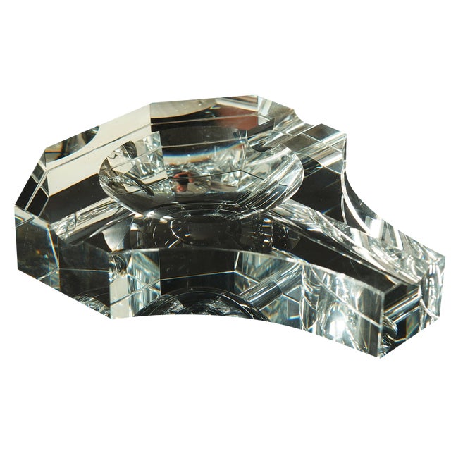 Crystal Ashtray with Mirror Base, 1960s For Sale