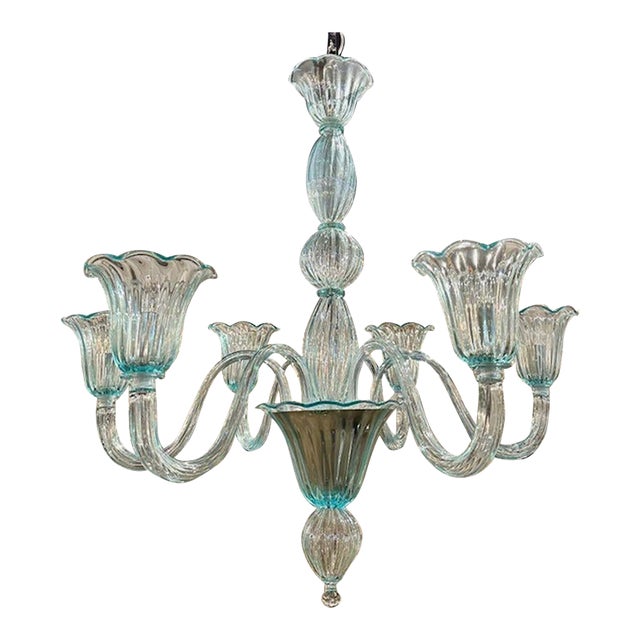 Murano Sky Blue Murano Chandelier For Sale