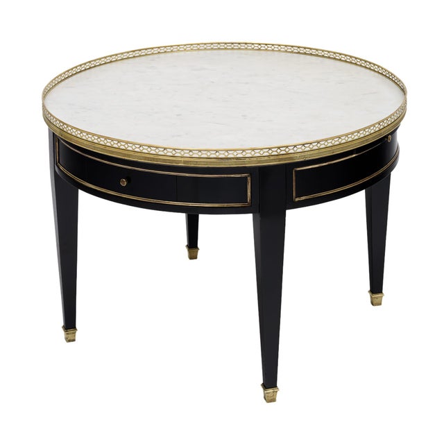 Wood French Louis XVI Style Bouillotte Coffee Table With Carrara Marble For Sale - Image 7 of 9