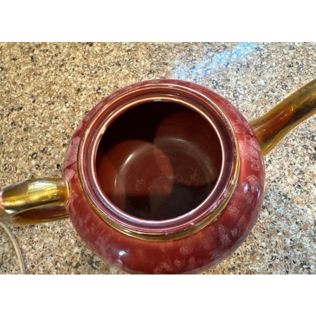 Vintage Sudlow's Teapot Burslem Burgundy With Gold Trim Large Fabulous For Sale - Image 4 of 6