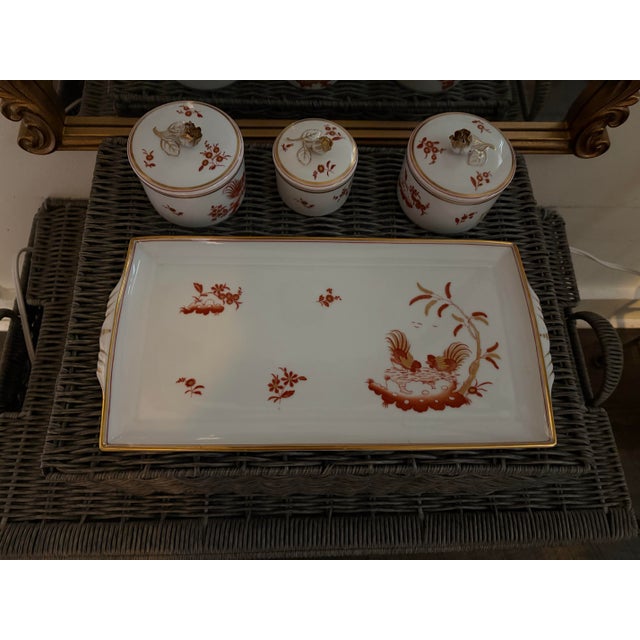 Richard Ginori Siena Rust Vanity Set (1) 13.5” Tray (2) 3”d Jars & (1) 2.5” Jar For Sale In Boston - Image 6 of 7