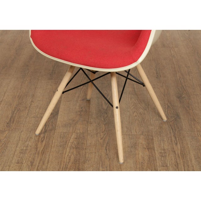 Textile Early 21st Century Eames Upholstered Molded Fiberglass Armchairs - A Pair For Sale - Image 7 of 13
