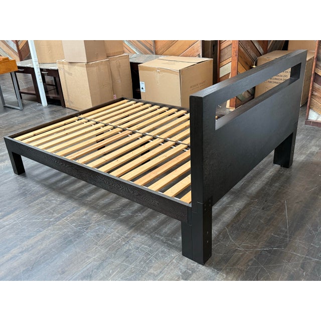 2010s Queen Size West Elm Low Cut Out Bedframe For Sale - Image 5 of 12