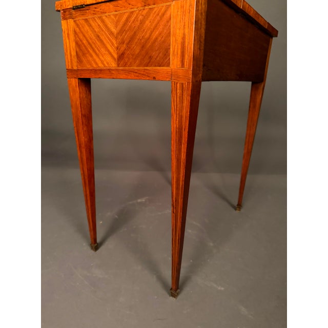 19th Century French Louis XVI Style Inlaid Mahogany Vanity With Mirror, Circa 1870 For Sale - Image 15 of 18