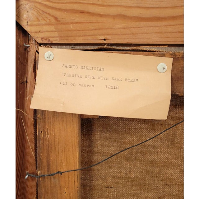 Textile "Pensive Girl With Dark Eyes", Sarkis Sarkisian, u.s.a. Circa 1940 For Sale - Image 7 of 7