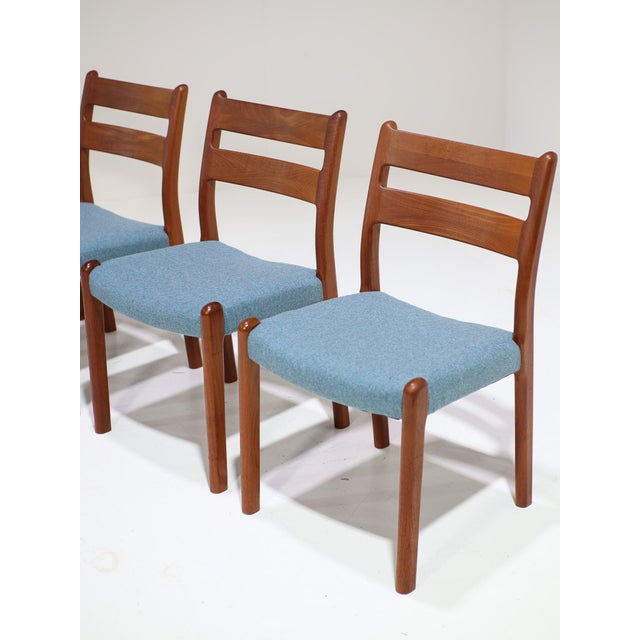 Teak and Blue Dining Chairs from Emc Møbler, Denmark, 1960s, Set of 4 For Sale - Image 14 of 18