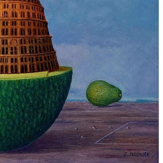 Zbigniew Wozniak, Fruit Tower of Babel, 2023, Oil Painting on Board For Sale - Image 3 of 5