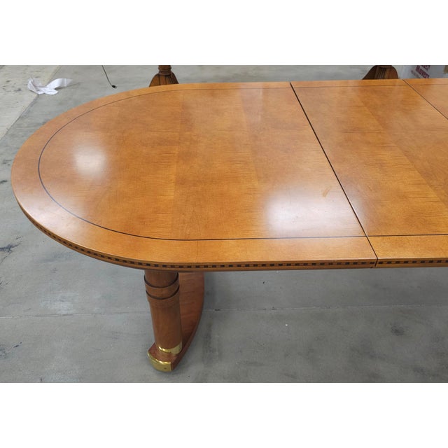 Tan Attributed to Hickory White Genesis Banded and Inlaid Maple Extension Dining Table For Sale - Image 8 of 17