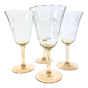 Champagne Etched Goblets- Set of Four