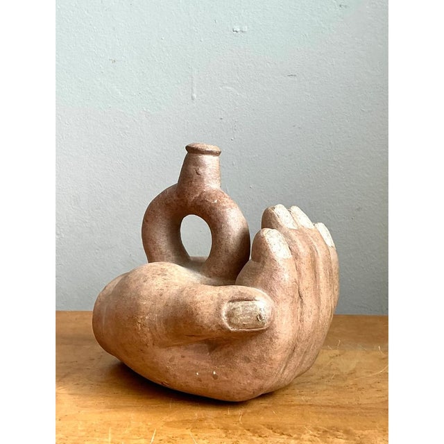Contemporary Vintage Sculptural Terracotta Vase For Sale - Image 3 of 12