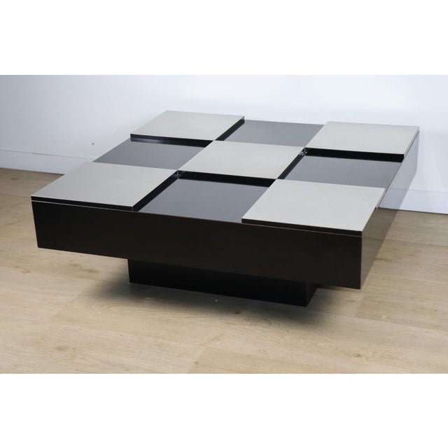 Vintage Coffee Table in Lacquered Wood and Aluminum, 1970s For Sale - Image 4 of 16