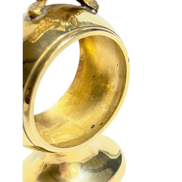Vintage Hollywood Regency Brass Owl Napkin Rings – Set of 4 For Sale - Image 10 of 12