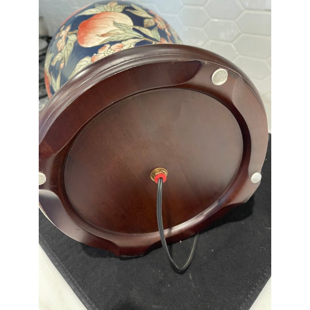 Vintage Chinese "Pomegranate" Designed Bulbous Ceramic Lamp For Sale - Image 4 of 6