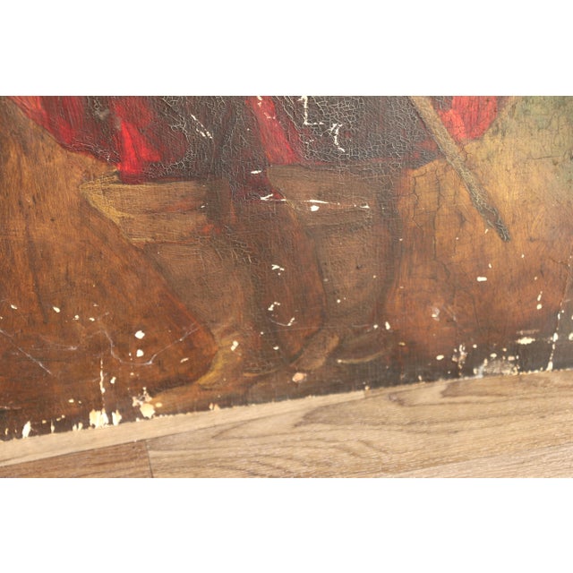 Red Antique 1920s Hand-Painted Wooden Cavalier Figural Umbrella Stand For Sale - Image 8 of 18