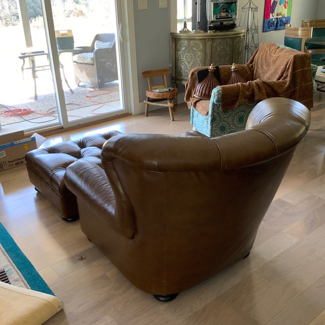 Textile Henredon Ralph Lauren Writer’s Chair and Ottoman For Sale - Image 7 of 12