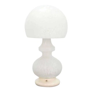 Textured Milk Murano Glass Mushroom Table Lamp For Sale