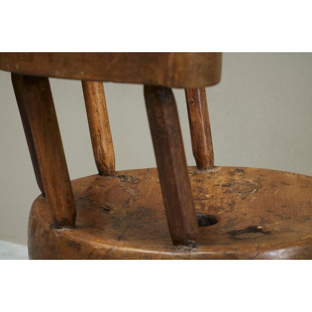 Provincial Sculptural 3-Legged Vernacular Chair in Oak, France, 1900s For Sale - Image 10 of 14