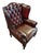 English Chesterfield Wingback Armchair in Dark Red Leather For Sale - Image 5 of 5