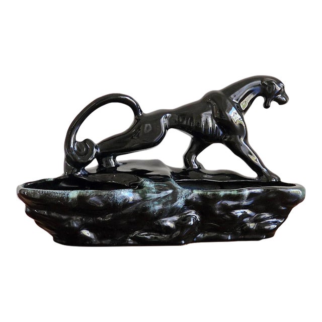 Vintage Black Panther Ceramic Tv Lamp Base Planter – Mid Century Modern Hollywood Regency Decor For Sale
