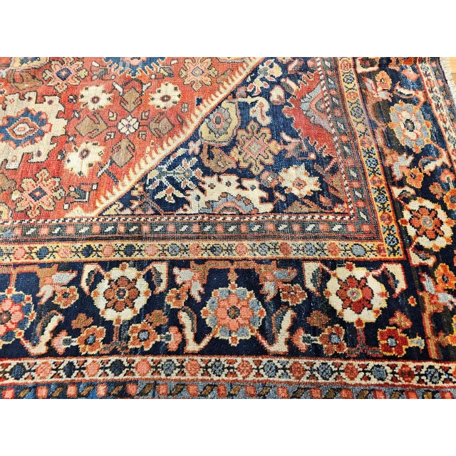 Antique Persian Mahal Sultanabad Rug, Hand-Knotted Wool, Geometric Pattern, Rust-Red & Navy, 10x12 For Sale - Image 16 of 16