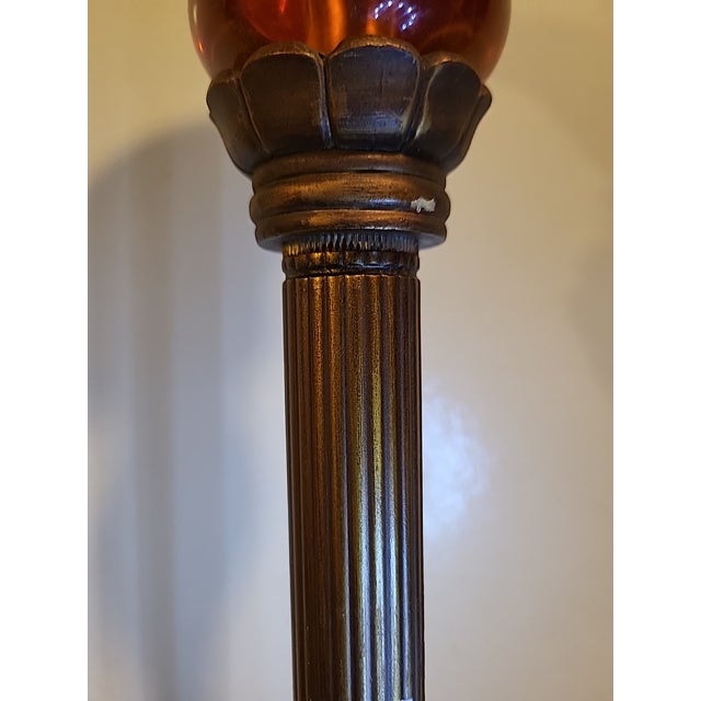 1960s - 1970s Copper Lucite Art Deco Torchiere Table Lamp For Sale - Image 4 of 12