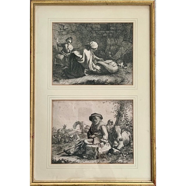 Rococo 12 Antique Italian Pastoral Scenes 1762-1763 by Francesco Londonio, Milan, Italy Set of Six Giltwood Framed Original Period Prints For Sale - Image 3 of 18