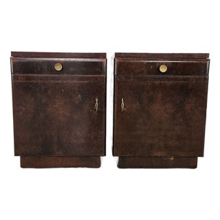 Art Deco Oak Burl Bedside Tables, 1950, Set of 2 For Sale