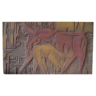 Carved Wooden Plaque, 1970s For Sale