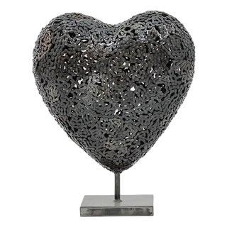 Industrial Steel Heart Sculpture by Azele Studio For Sale