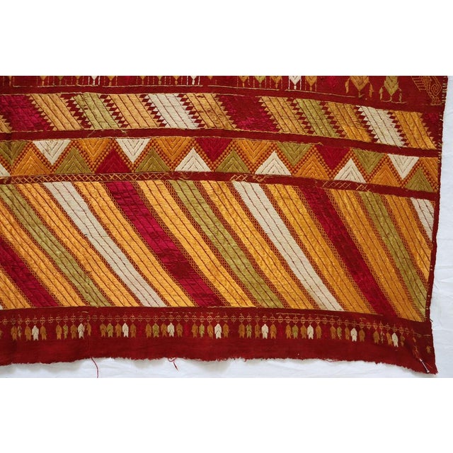Textile Vintage Indian Embroidered Pulkari Wall Hanging, 1920s For Sale - Image 7 of 14