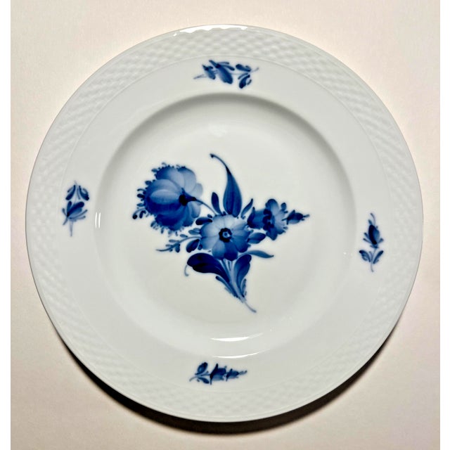 Set of 4 Royal Copenhagen Hand Painted Blue Flowers Braided Dessert Plates 8094 1st Quality Aprox. dimensions: 7.5"...
