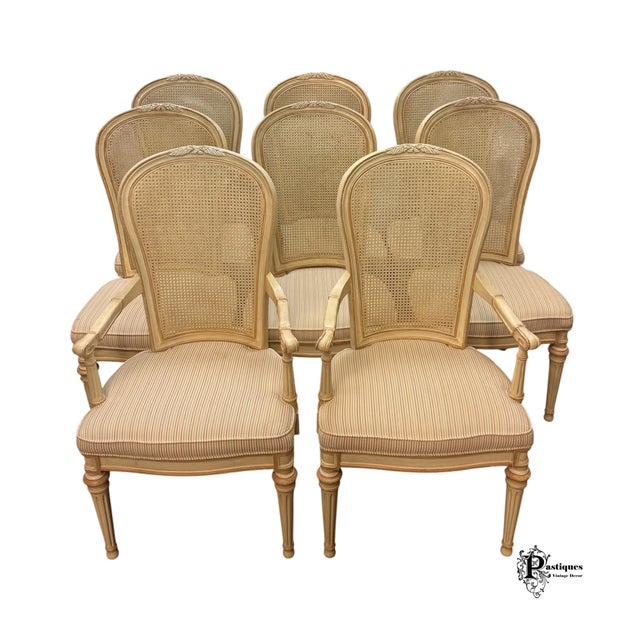 Vintage Drexel Heritage Shabby Chic Cane Back Dining Chairs - Set of 8 For Sale - Image 12 of 12