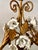 Metal Vintage Italian Style Gilt Tole Chandelier With Porcelain Roses For Sale - Image 7 of 12