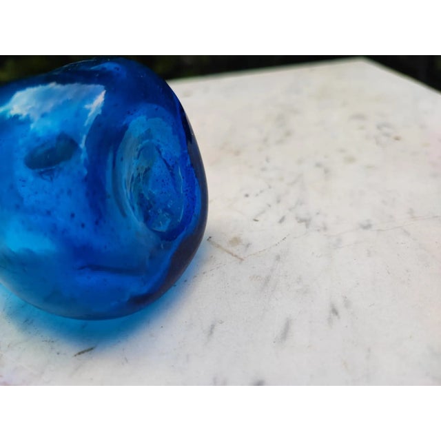 Glass Vintage Blue Glass Vase, 1960s For Sale - Image 7 of 8