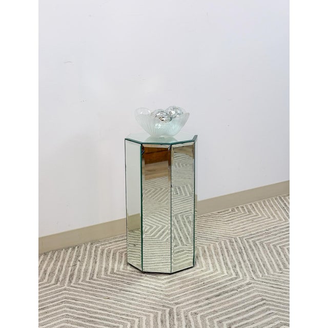 Vintage Hexagonal Mirror Pedestal Table for Display or Decor For Sale - Image 4 of 8