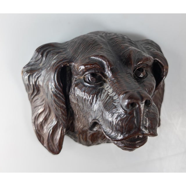 Rustic 19th Century German Black Forest Carved Setter Head Architectural Fragment For Sale - Image 3 of 9